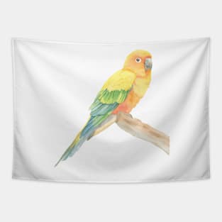 Sun parakeet conure watercolor parrot portrait Tapestry