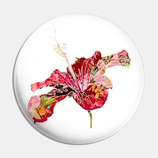 PixDezines Hibicus, red collage Pin