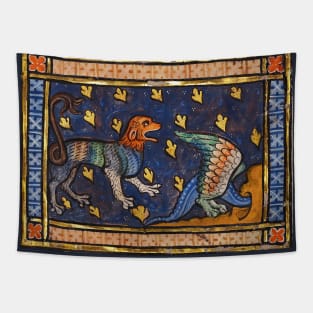 THE LION AND DRAGON Medieval Bestiary Tapestry