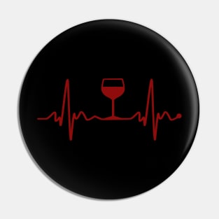 Wine Lover EKG Heartbeat Heart Healthy Red Wine Pin