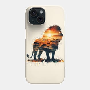 Zambia lion silhouette savannah abstract style Phone Case