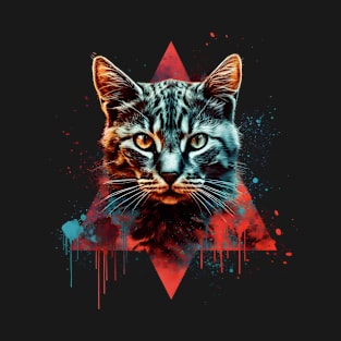 Geometric Cat Art T-Shirt