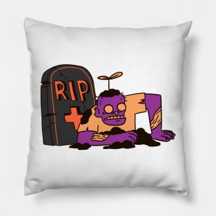 zombie in graveyard coming out scary design Pillow