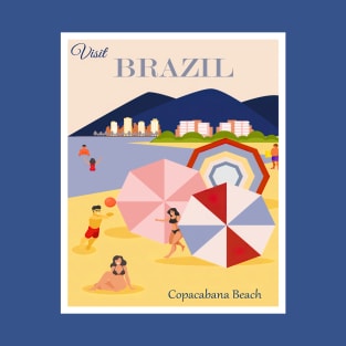 Retro Style Copacabana Beach Travel Poster T-Shirt