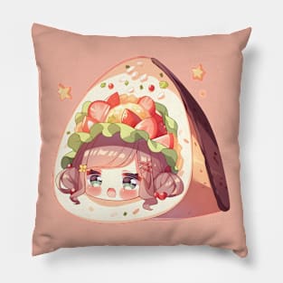 Chibi Anime Taco Girl Adorable Pillow