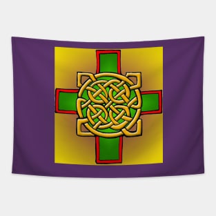 Gold and Green Celtic Cross Tapestry