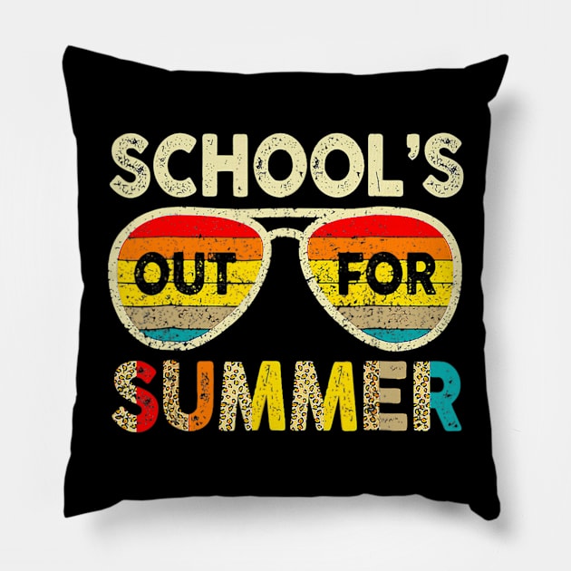 Retro Last Day Of School Cool Teacher Schools Out For Summer Pillow by fatmehedo8