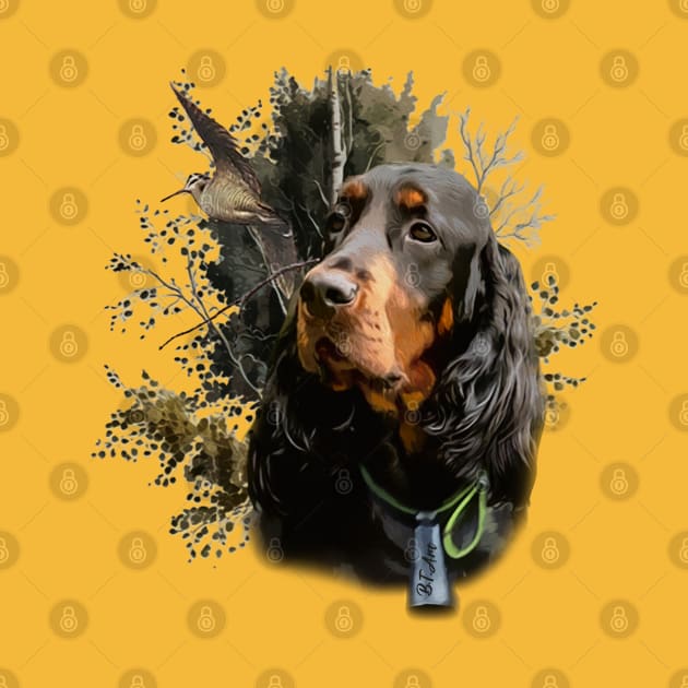 Gordon Setter with Woodcock by German Wirehaired Pointer 