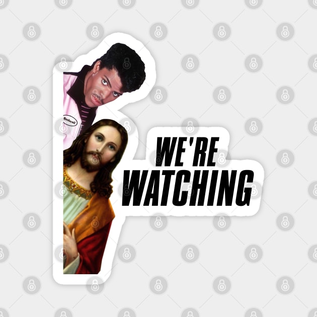 Jesus & Rockwell Are Watching Magnet by darklordpug