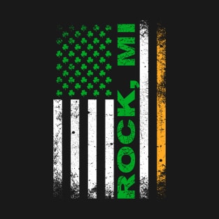 Irish American Flag ROCK, MI T-Shirt