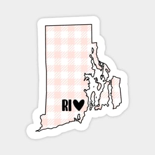 USA States: Rhode Island (pink plaid) Magnet