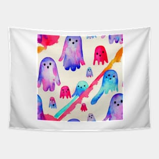 Watercolor kawaii ghosts pattern Tapestry