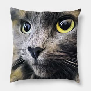 Stunning gray cat Pillow