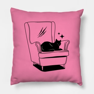 Naughty Black Cat in pink Pillow