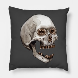 Smokey Quartz Geode Crystal Skull Pillow