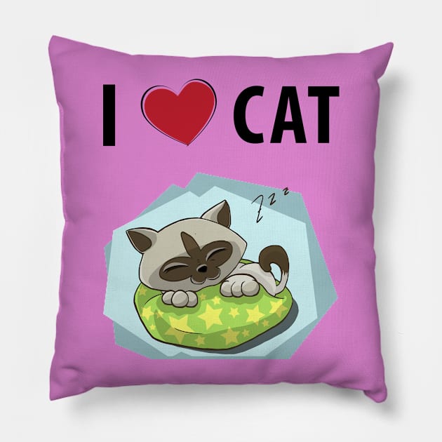 I Love Cat Pillow by teegear