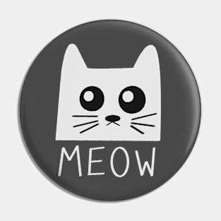 White Cat Meow Pin