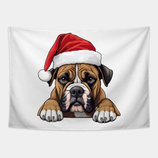 Christmas Peeking Boxer Dog Tapestry