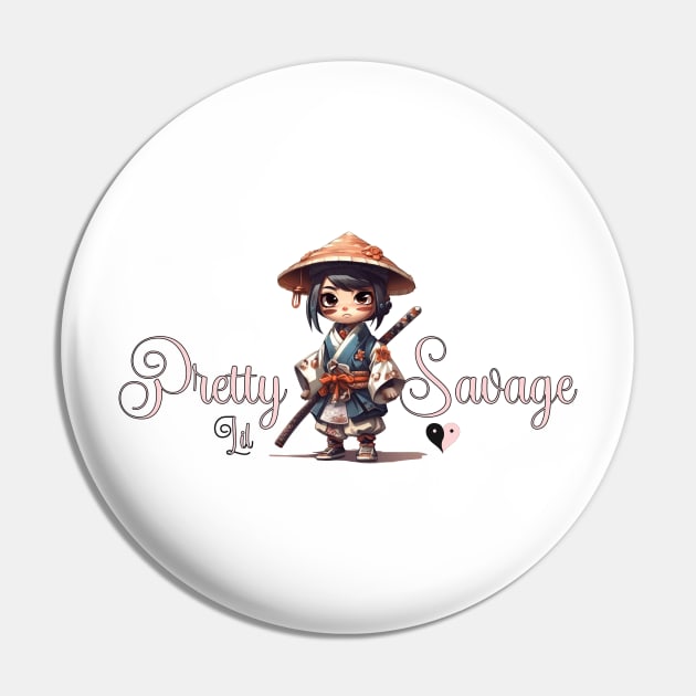 Cute Anime Chibi Style Samurai Girls Pin by PlayfulPandaDesigns