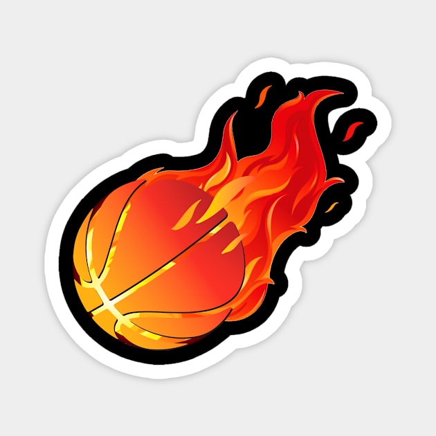 Best flaming basket ball Magnet by DavidLoblaw