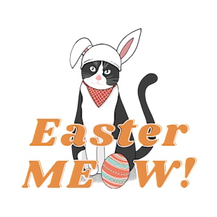 Happy Easter Funny cat wearing bunny costume. T-Shirt