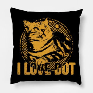 I LOVE DOT Cute Cat International Dot Day Pillow