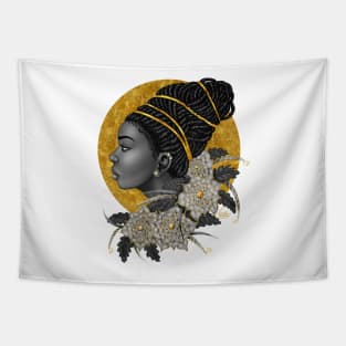 Golden | Beautiful Black Woman Art Tapestry