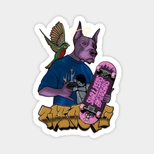 Crazy Dog with Skateboard Magnet
