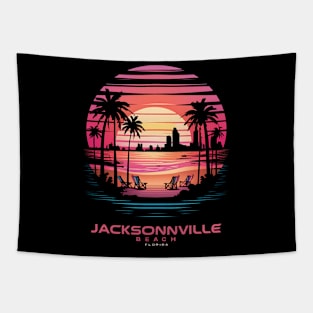 "Jacksonville Beach Sunset - Vaporwave Aesthetic Tee" Tapestry