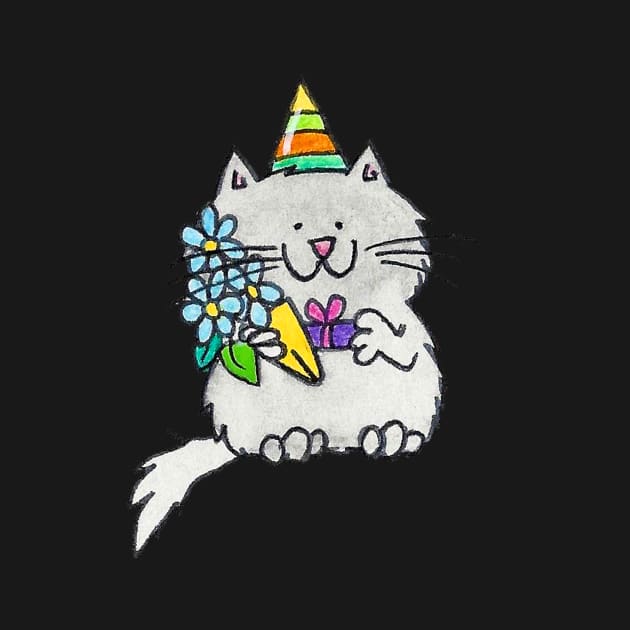 Gray birthday cat by nicolejanes