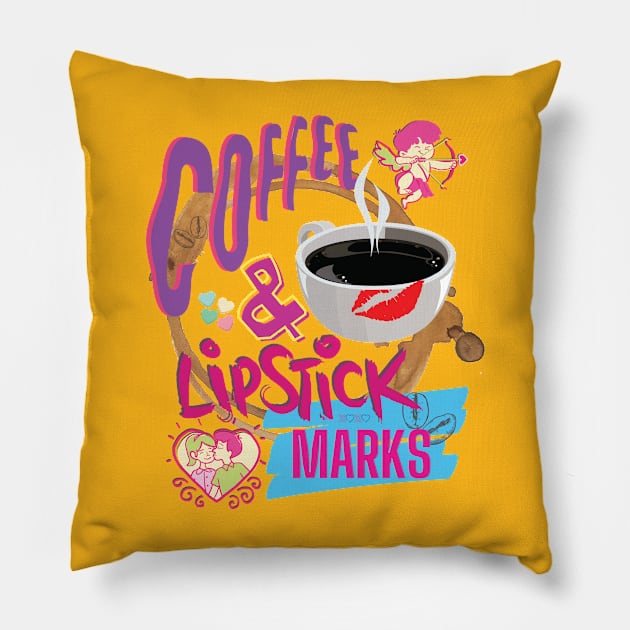 Coffee and Lipstick Marks Pillow by Persius Vagg