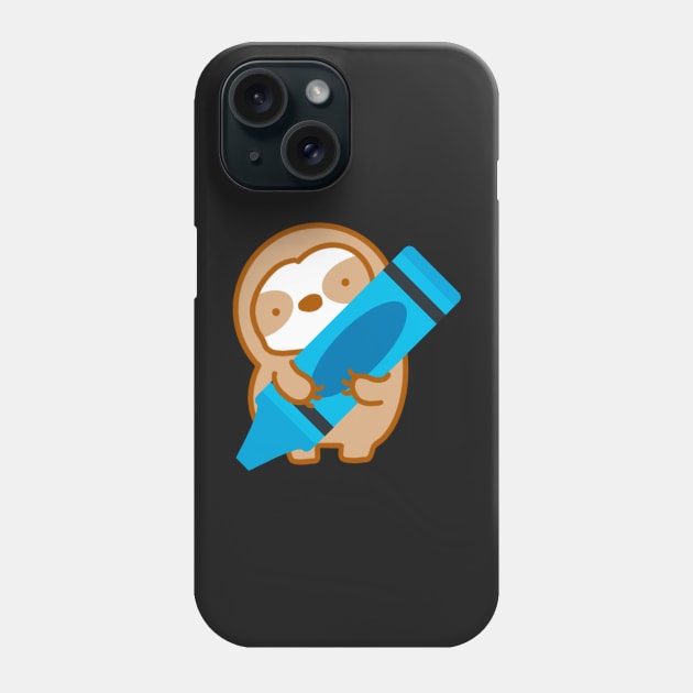 Cute Blue Crayon Sloth Phone Case by theslothinme