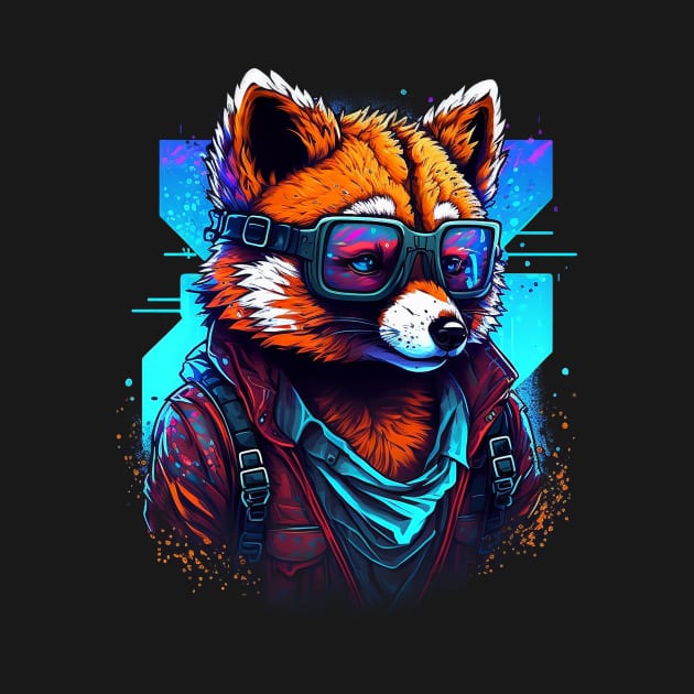 Retrowave Red Panda by Abili-Tees