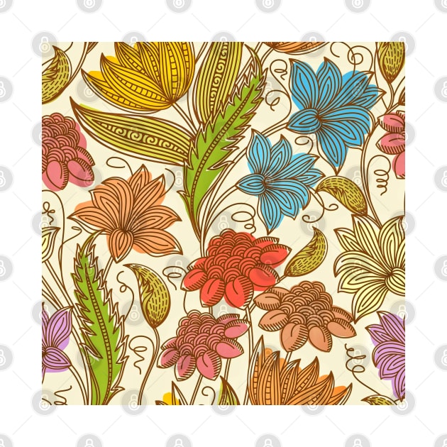 Colorful floral outline pattern by TheSkullArmy