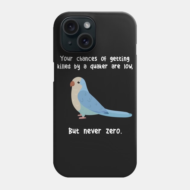 Blue Quaker Parrot Never Zero Phone Case by Psitta