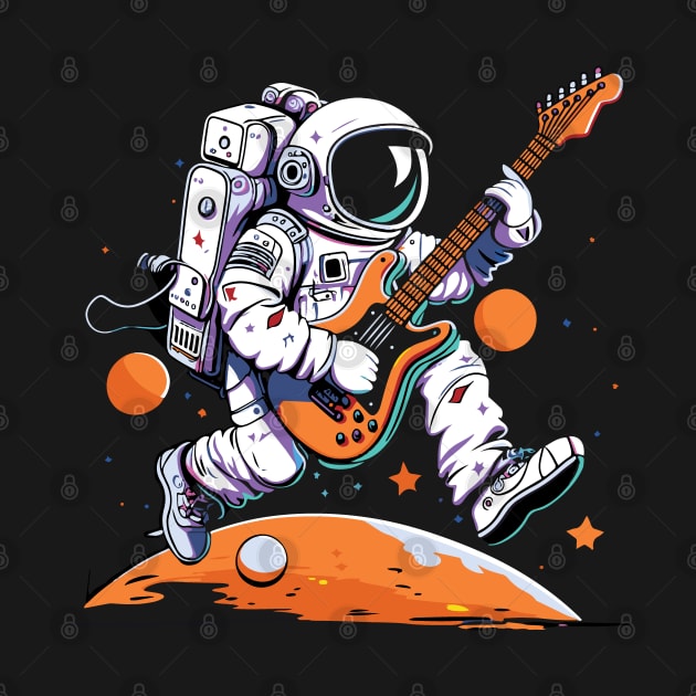 Space Traveller on Distant Planet with Space Guitar by Graphic Duster