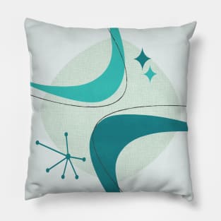 Retro Mid Century Modern Atomic Age 26 Aqua, Teal Pillow