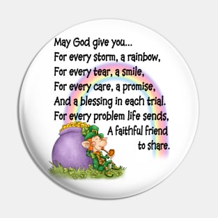 Leprechaun Rainbow Irish Prayer Pin