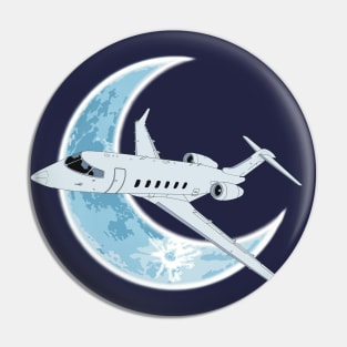 Bombardier Challenger 350 Jet Crescent Moon Night Flight Pin