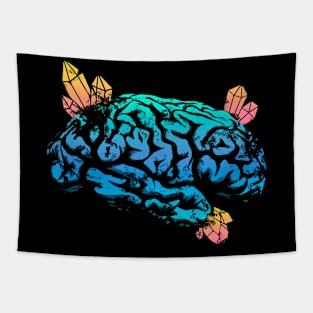 Crystals Brain - Blue and Yellow Tapestry