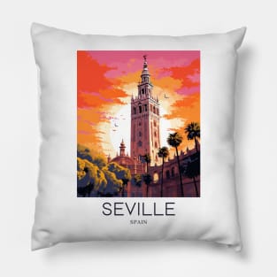 A Pop Art Travel Print of Seville - Spain Pillow