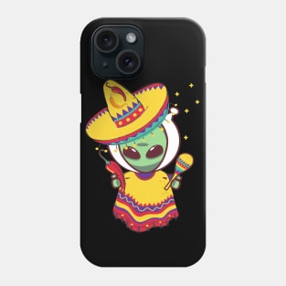 Alien Mexican Poncho Cinco De Mayo Alien Sombrero Fiesta Costume Phone Case