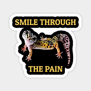 Leopard Gecko Smile Through the Pain Funny Pet Lizard Lover Magnet