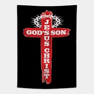 Christian Cross - Crown of Thorns - Jesus Christ - God's Son Tapestry