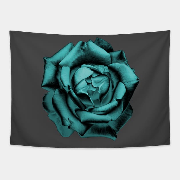 Turquoise Charcoal Rose Tapestry by nautilusmisc