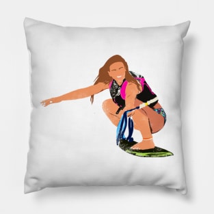 Wakesurfing Girl Light Brunette Pillow