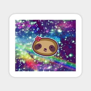 Flower Sloth Face Rainbow Space Magnet