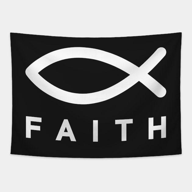 FAITH - Fish Symbol Tapestry by Rusty-Gate98