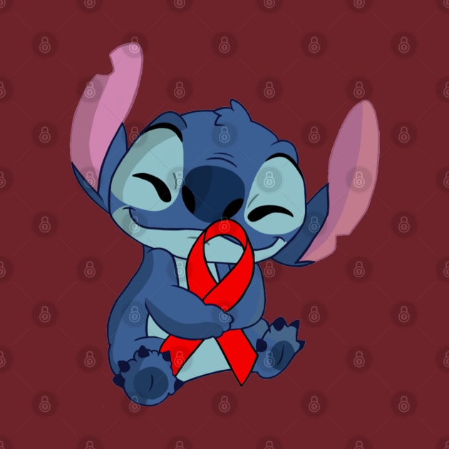 Blue Alien Holding an Awareness Ribbon (Red) by CaitlynConnor