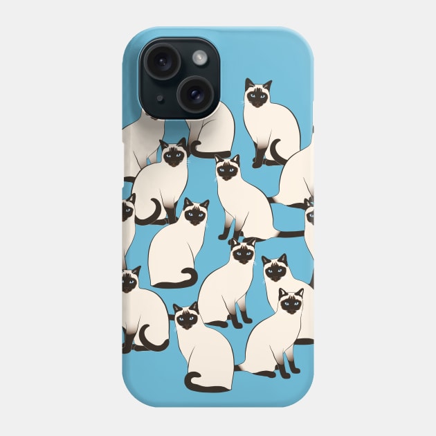 Siamese Cats Group Phone Case by nadyabasos